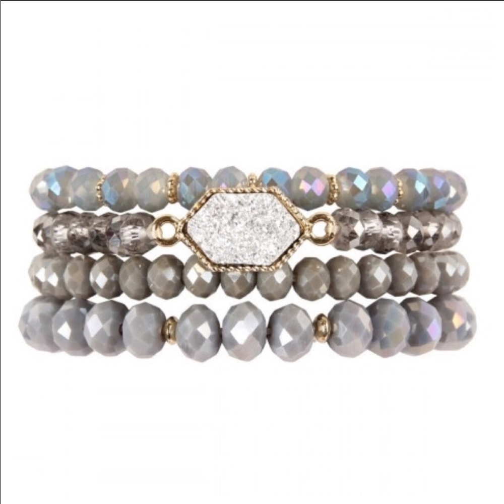 Beaded Bracelets with Druzy Statement Stone - Picture 2 of 2